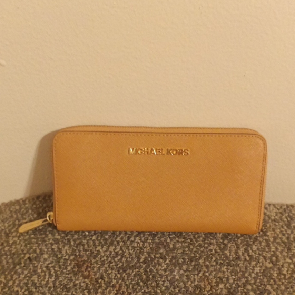 Michael Kors Gold-Tone Tan Wallet